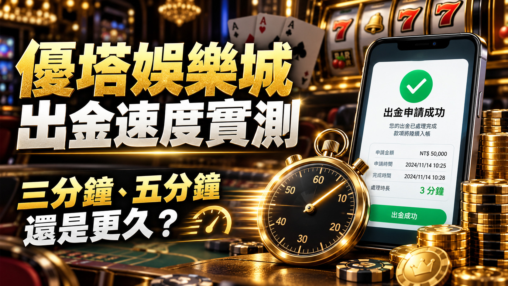 優塔娛樂城出金速度實測:三分鐘、五分鐘還是更久?